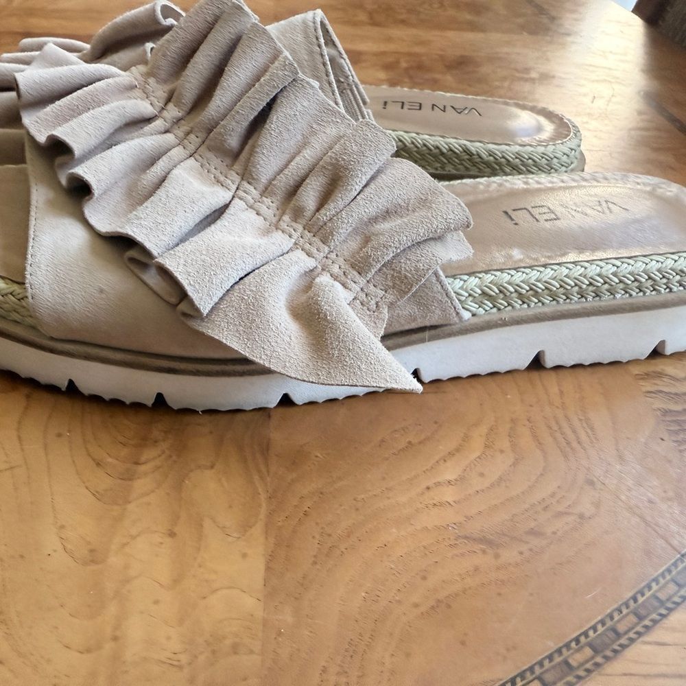 Vaneli Tan Espadrille Ruffle Slides - Picture 4 of 6